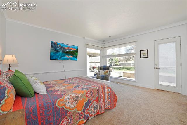 2421 Strickler Road Colorado Springs, CO 80906 - Photo 31 of 44 Carpeted bedroom with crown molding