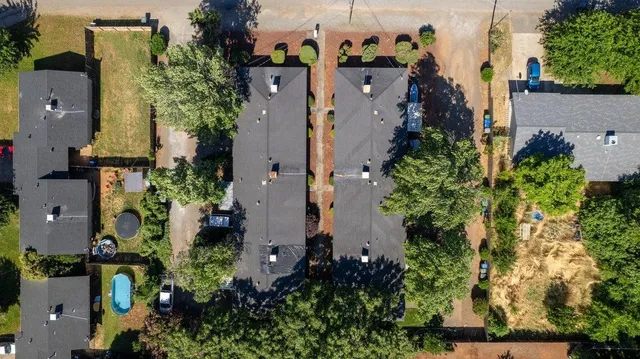 an aerial view of a house