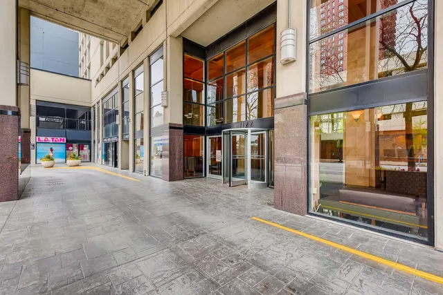 a view of a building along the street