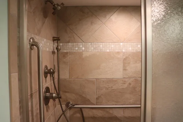 a bathroom with a window