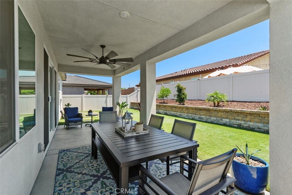 7598 Orangebrook Cove Riverside, CA 92507 - Photo 35 of 45 Patio Cover Features Ceiling Fans and Built-in Lighting