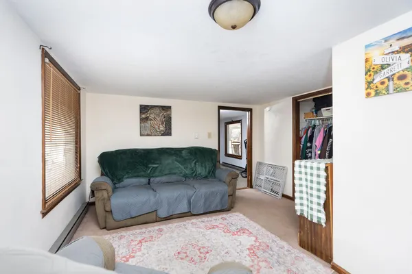 a view of a room with racks on the wall