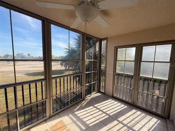 a view of wooden balcony