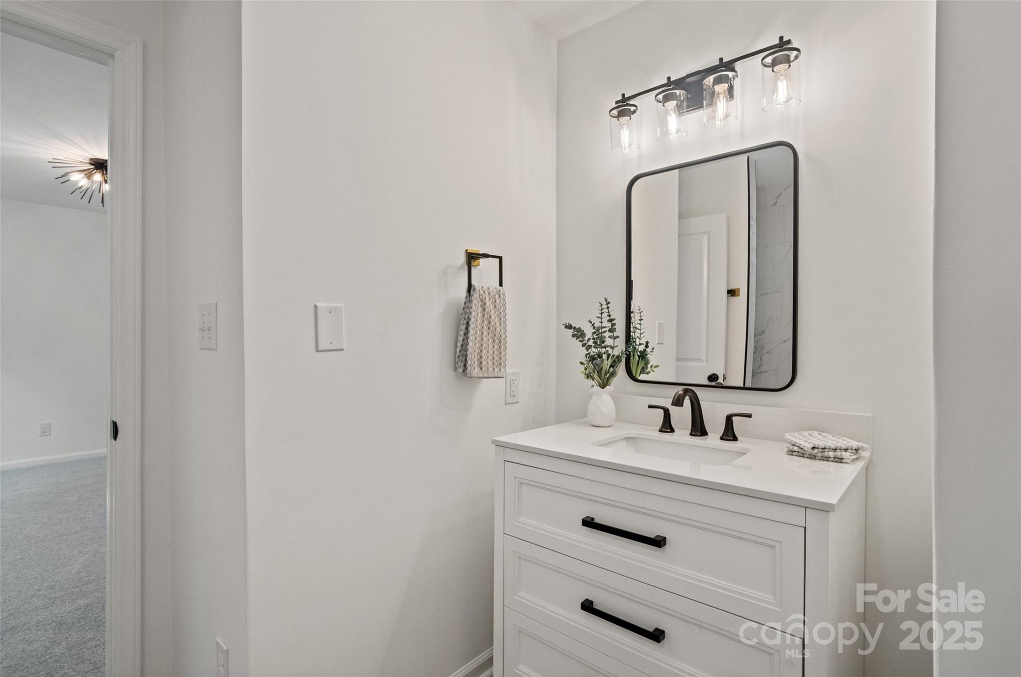9514 Fairway Ridge Road Charlotte, NC 28277 - Photo 24 of 36 a bathroom with a sink vanity and a mirror