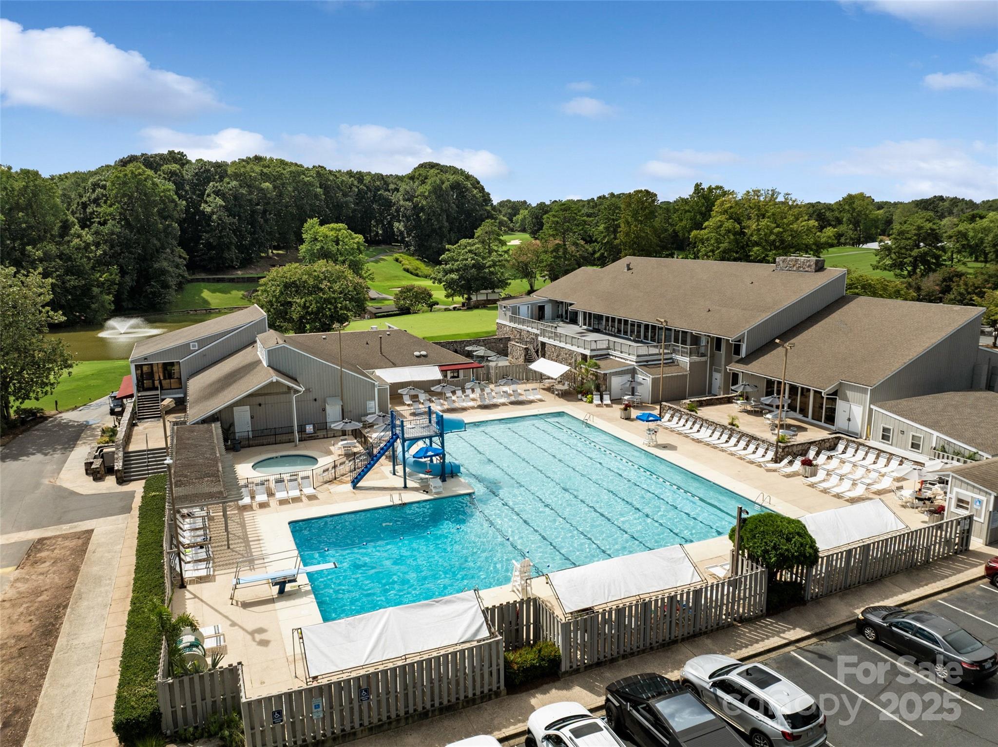 9514 Fairway Ridge Road Charlotte, NC 28277 - Photo 34 of 36 an aerial view of a house with pool patio fire pit and outdoor seating