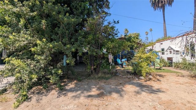 a view of a yard with plants