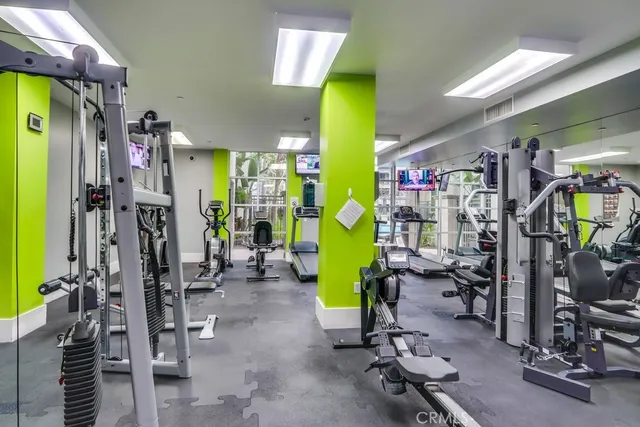 a view of a room with gym equipment