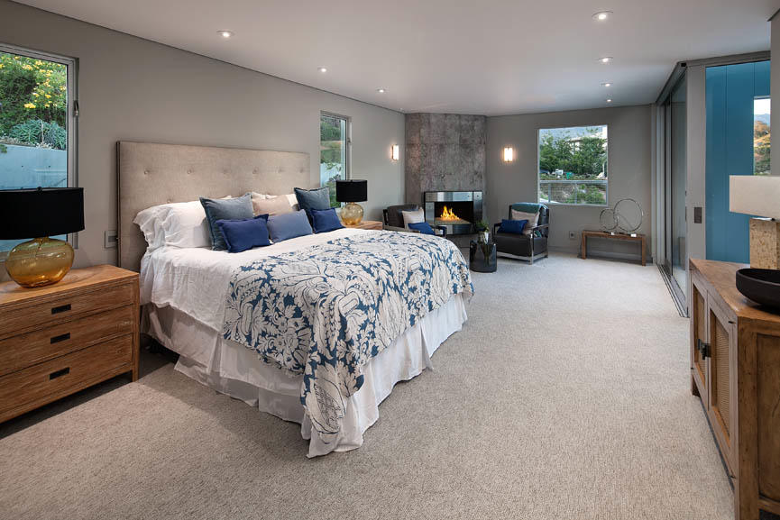 376 Las Alturas Road Santa Barbara, CA 93103 - Photo 20 of 36 a bed room with bed and a large window