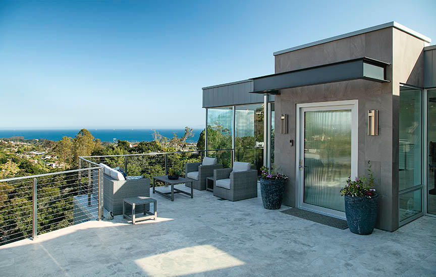 376 Las Alturas Road Santa Barbara, CA 93103 - Photo 5 of 36 a view of a terrace with chairs and a potted plant