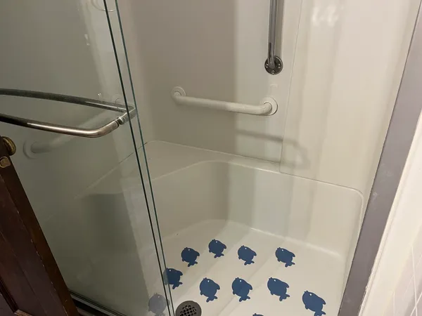 a bathroom with a shower