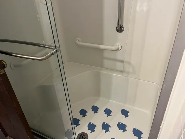 a bathroom with a shower