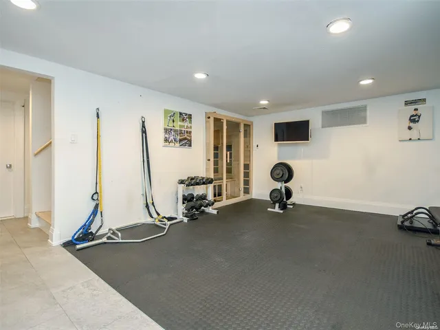 a view of a room with gym equipment