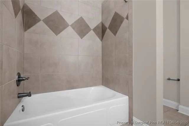 a bathroom with a bathtub