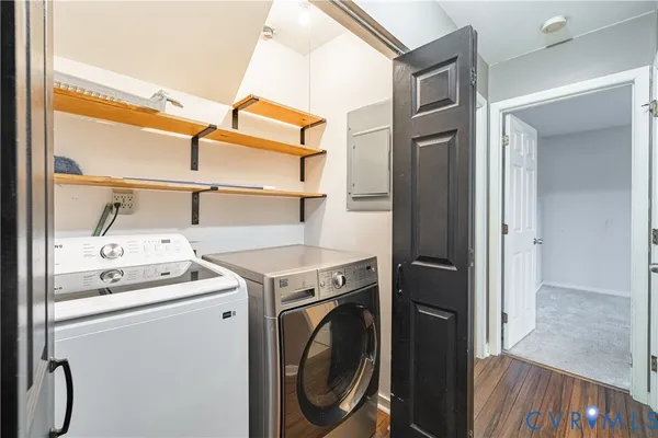 a utility room with dryer and washer