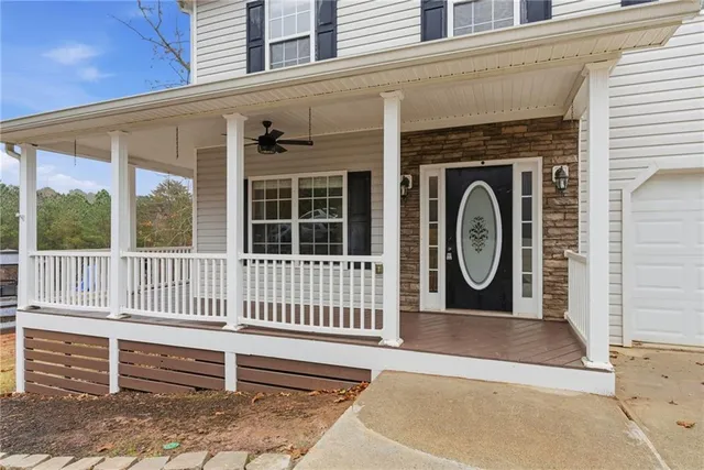 a view of a house with a small porch