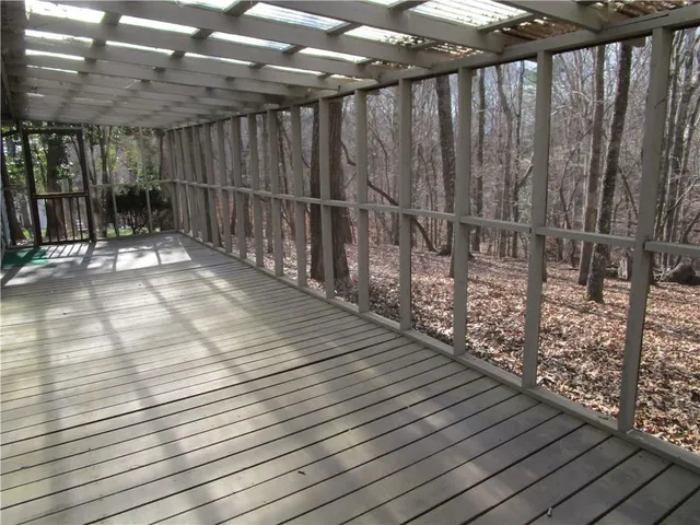 a view of wooden deck