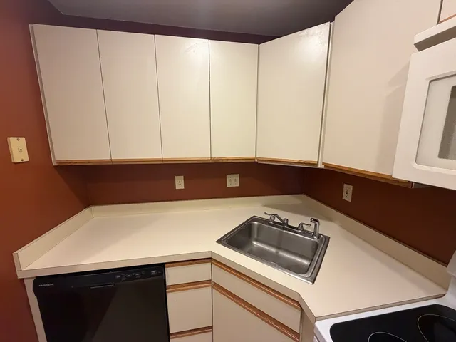 a view of a kitchen with a sink and dishwasher