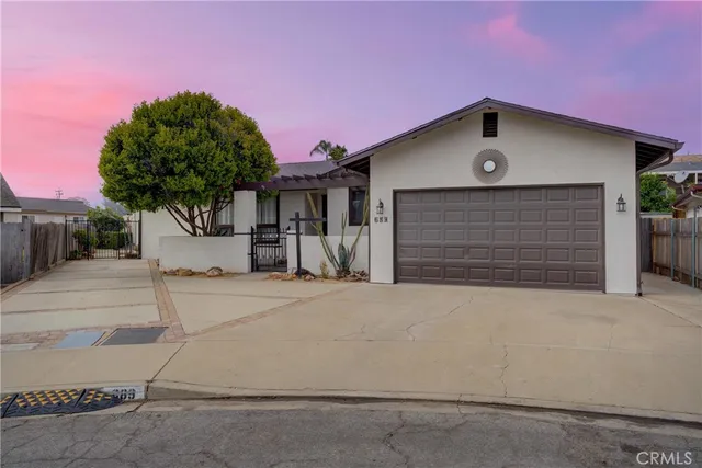 front view of a house with a garage