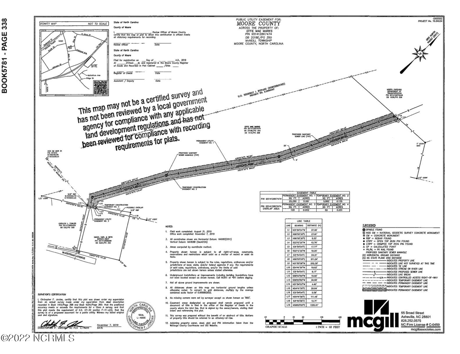Tbd Lobelia Road Vass, NC 28394 - Photo 2 of 2 Sewer Easement Map