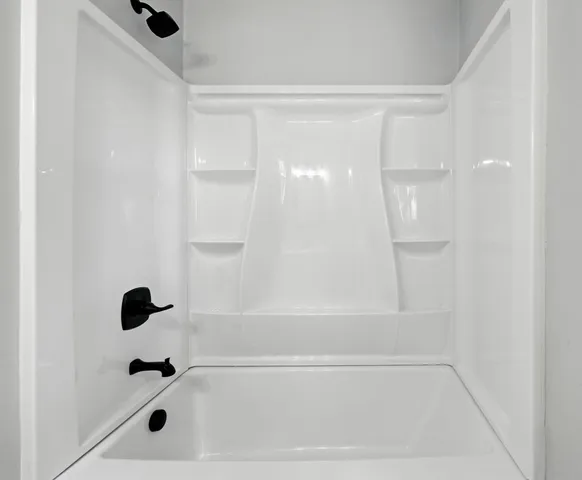 a bathroom with a bathtub