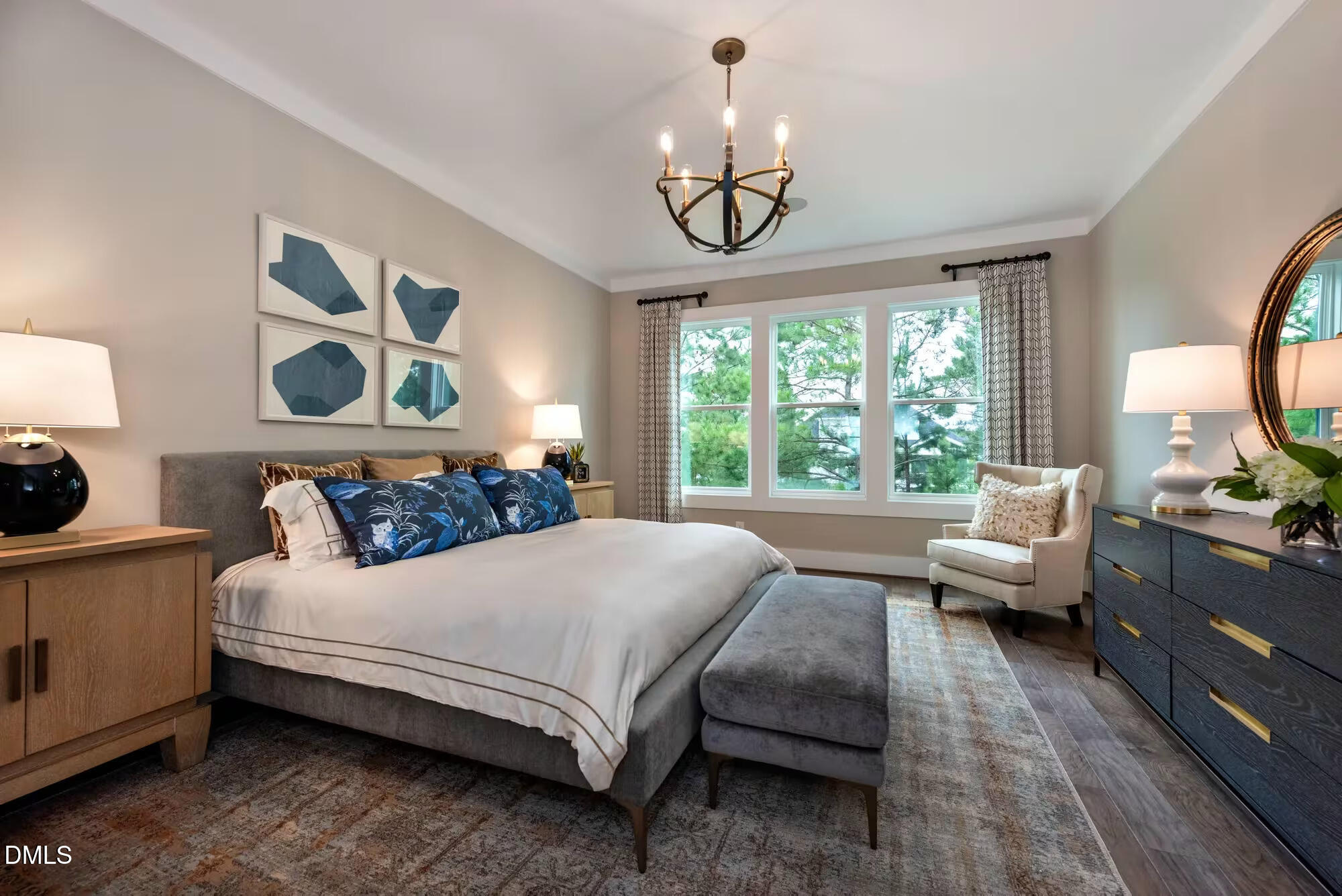 6 Conner Rdg Road Efland, NC 27243 - Photo 5 of 14 a bedroom with a large bed and a chandelier