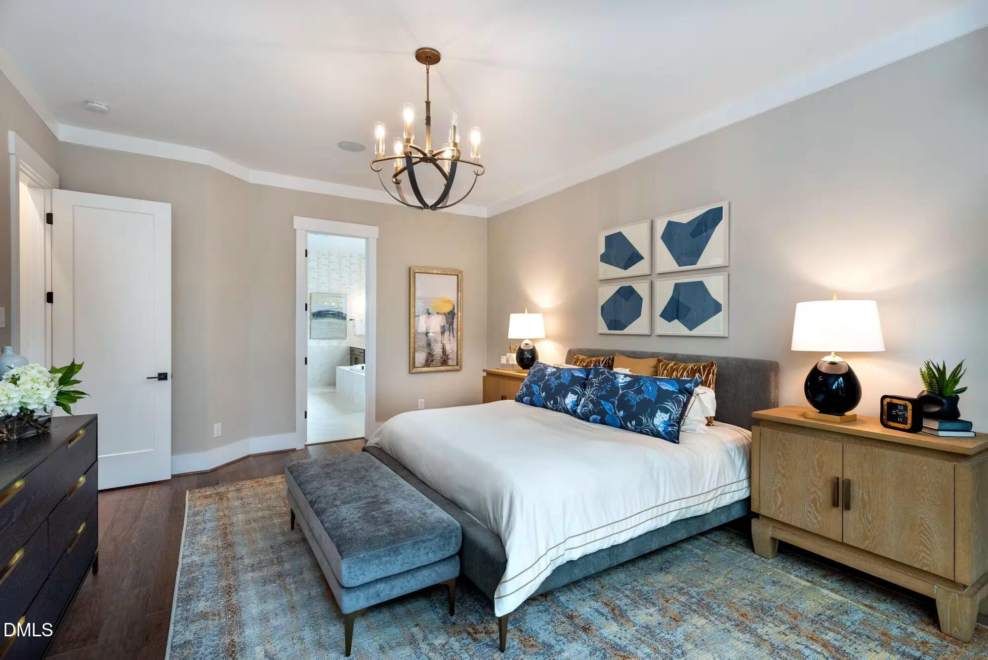6 Conner Rdg Road Efland, NC 27243 - Photo 6 of 14 a bedroom with a bed and a chandelier