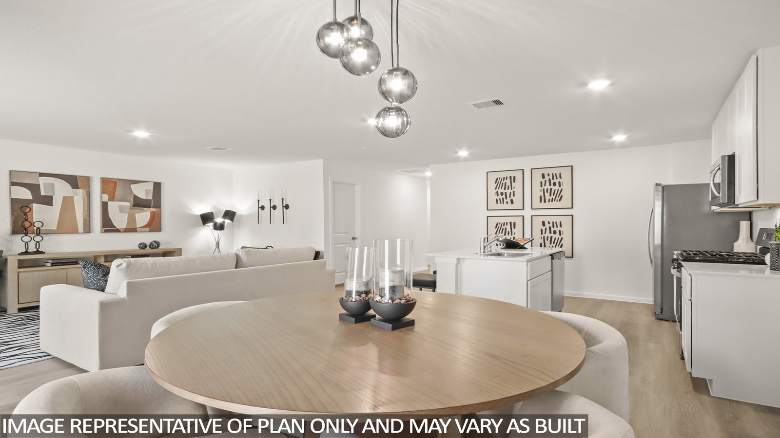 129 Baby Calf Roping Road Jarrell, TX 76537 - Photo 6 of 23 Dining space featuring light wood finished floors and recessed lighting