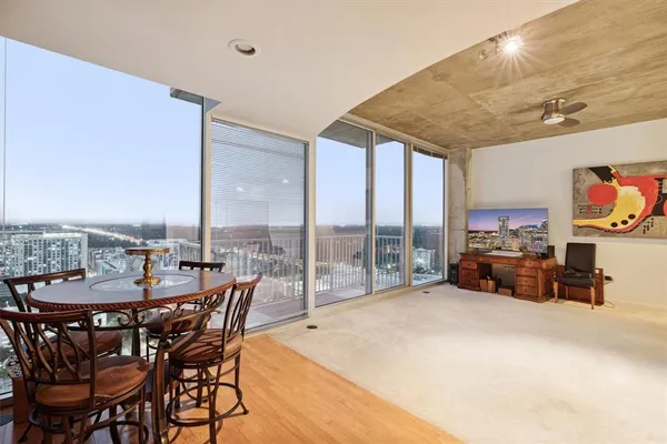 a view of a city from a balcony