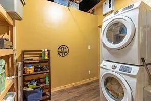 a view of a storage & utility room with washer and dryer