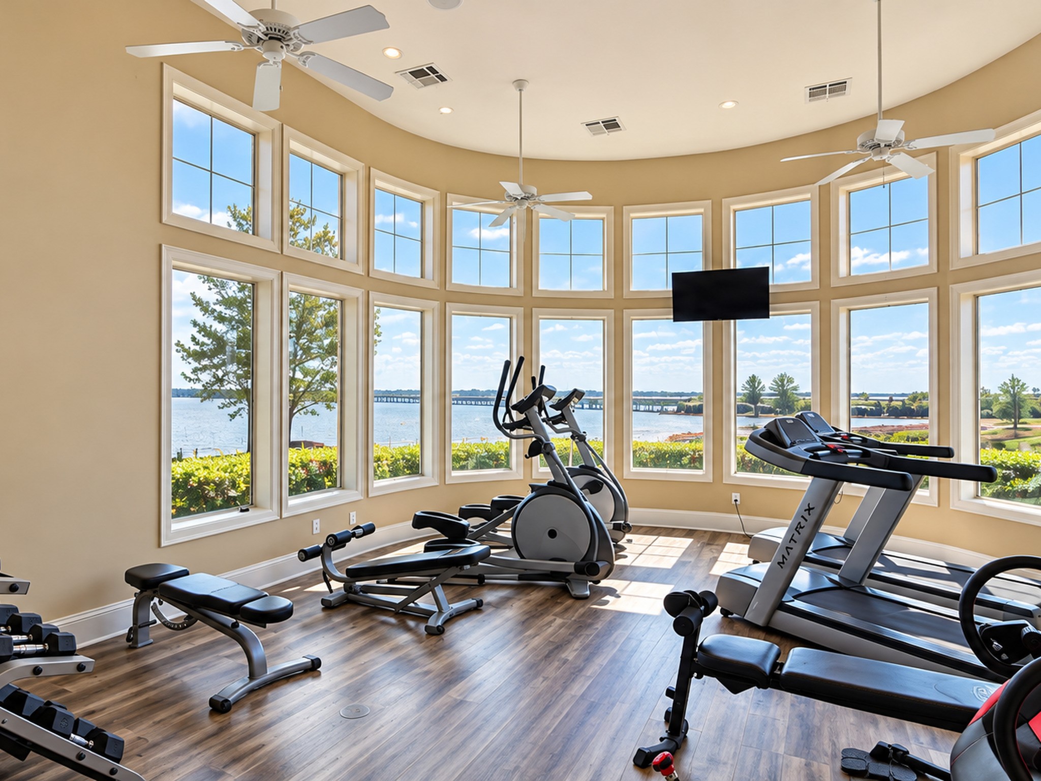 17040 West Fm 1097 Road, Unit 4103 Montgomery, TX 77356 - Photo 32 of 40 This view is great motivation to come and use this room! Imagine your morning or evening work out routine overlooking Lake Conroe.