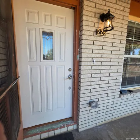 a view of wooden door