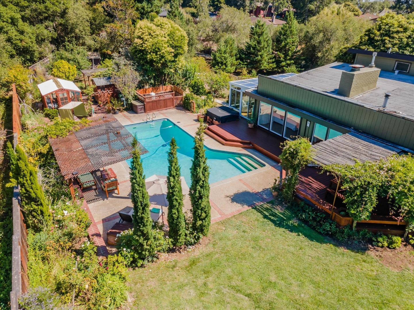 3386 Haas Drive Aptos, CA 95003 - Photo 46 of 56 an aerial view of a house with yard swimming pool and outdoor seating