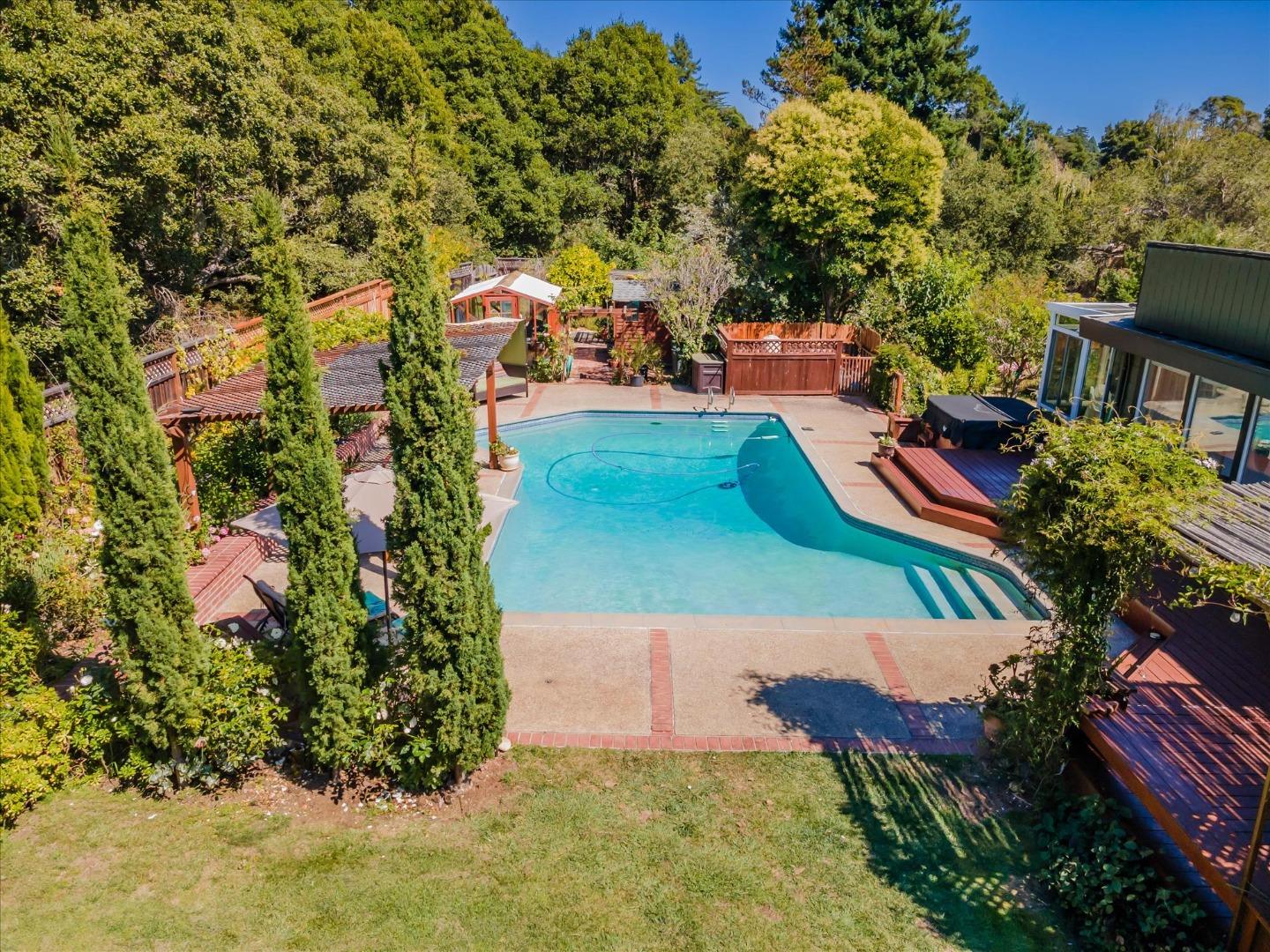 3386 Haas Drive Aptos, CA 95003 - Photo 47 of 56 an aerial view of a house with a yard basket ball court and outdoor seating