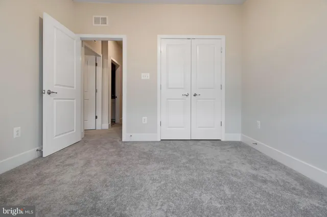 a front view of a brick building