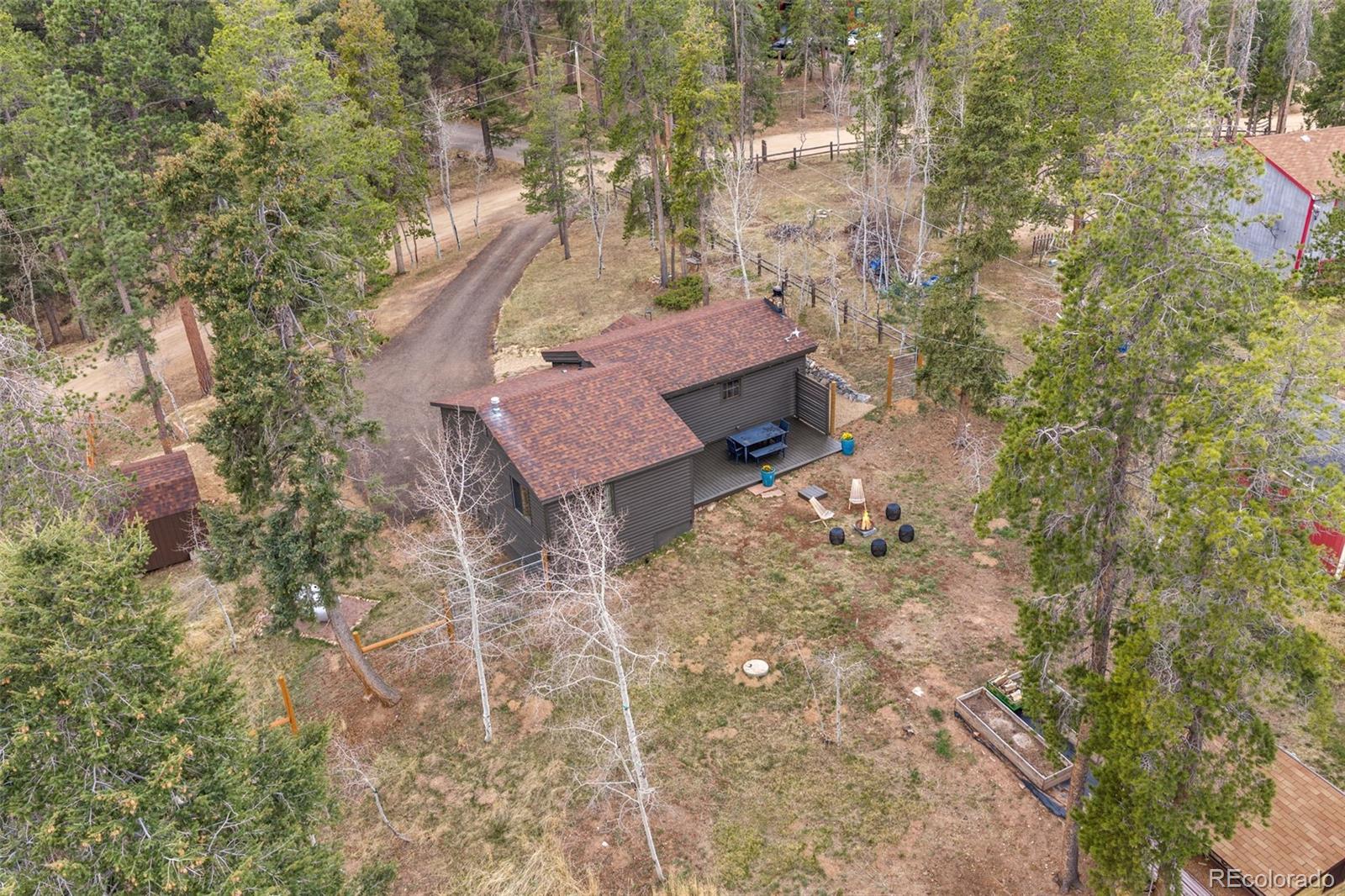 12159 Circle Drive Conifer, CO 80433 - Photo 43 of 49 a view of a backyard with chairs and a bench
