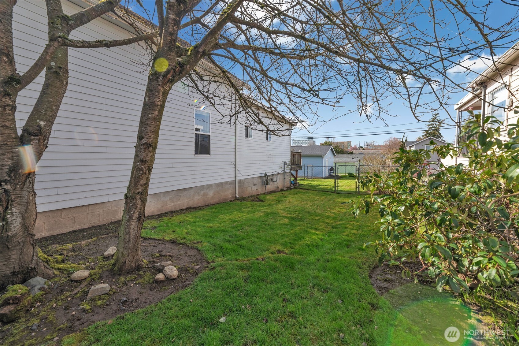 1332 East Marine View Drive Everett, WA 98201 - Photo 22 of 26 a backyard of a house with plants and large tree