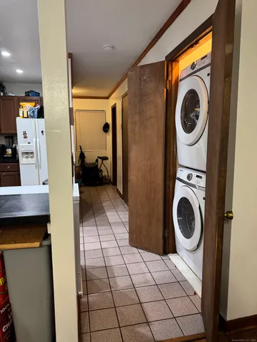 a view of a kitchen with washer and dryer