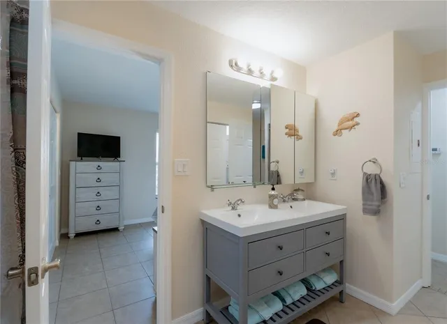 a bathroom with a sink double vanity
