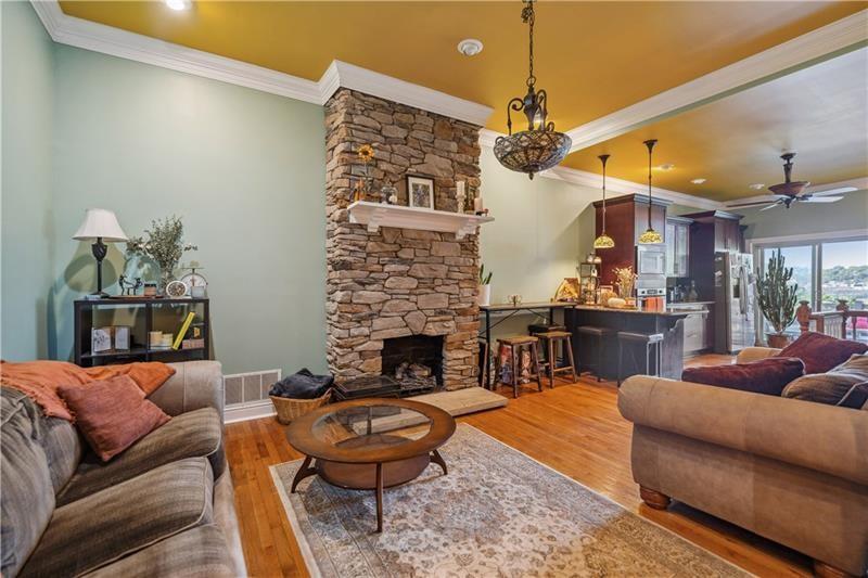 167 Pius Street Pittsburgh, PA 15203 - Photo 6 of 49 a living room with furniture a fireplace and a chandelier