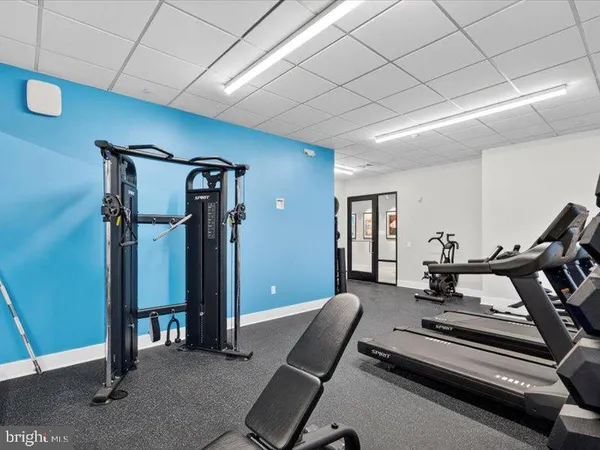 a room with gym equipment