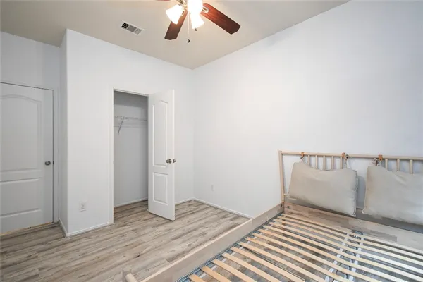 a view of a livingroom with wooden floor