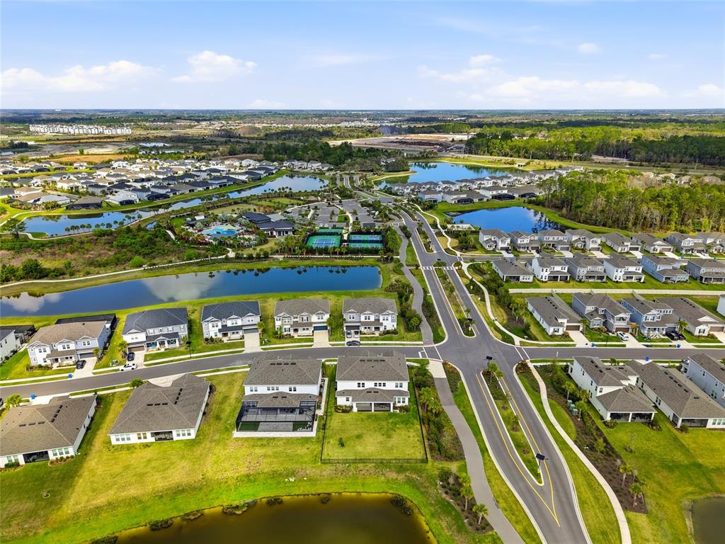 34068 Castaway Loop Wesley Chapel, FL 33543 - Photo 55 of 65 an aerial view of residential houses with outdoor space and ocean view