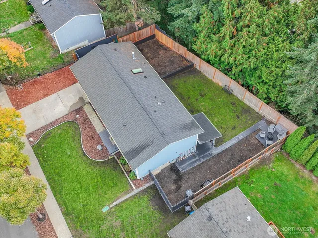 an aerial view of a house