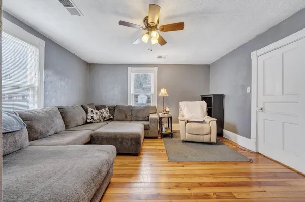a living room with furniture
