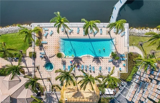 a view of swimming pool with a garden