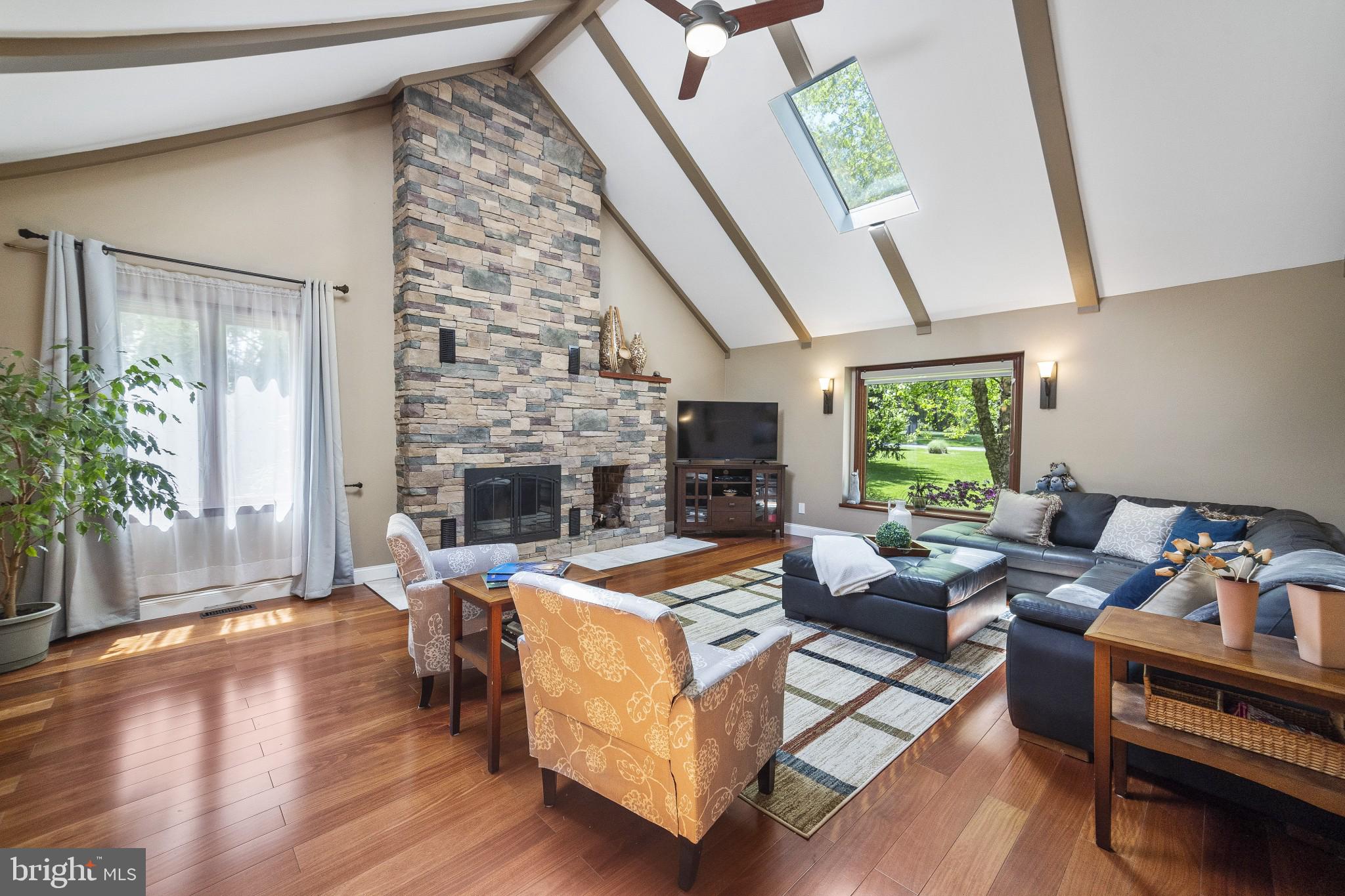 1703 Cold Spring Road Newtown Square, PA 19073 - Photo 9 of 38 Large Family Room with stacked stone fireplace
