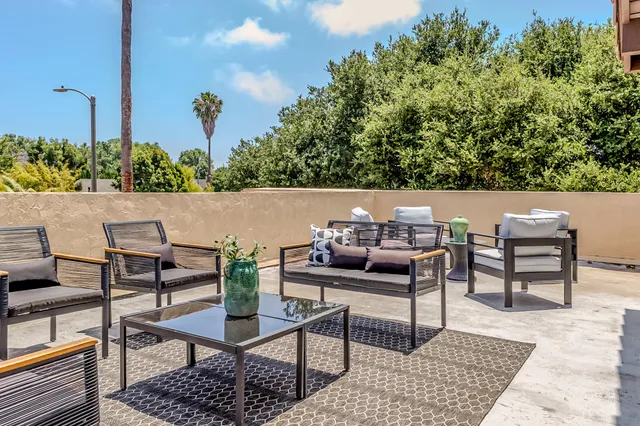 a view of a outdoor seating area