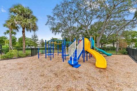 a view of a park with slide