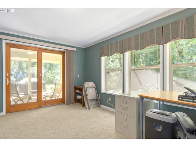 a living room with a large window