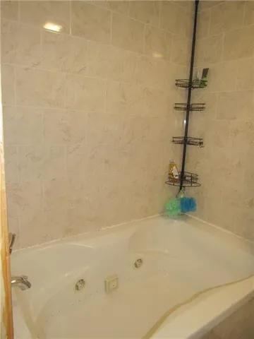 a bathroom with a bathtub